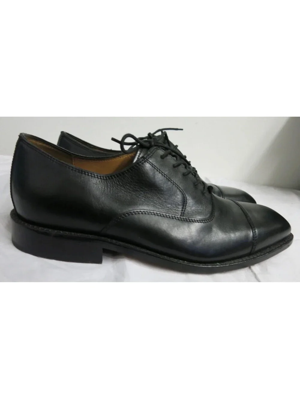 Mens Bostonian 27455 black leather cap toe dress shoes size 10 EEE/E Wide